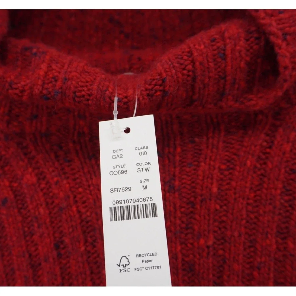 J.Crew Womens Red Donegal Merino Wool Alpaca Blend Turtleneck Sweater CO596 M